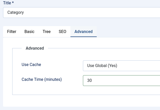 JFilters Filter 'Caching' setting